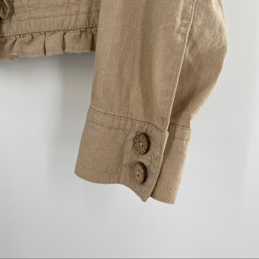 Tribal Linen Ruffle Jacket Tan Size 12 - Picture 5 of 7